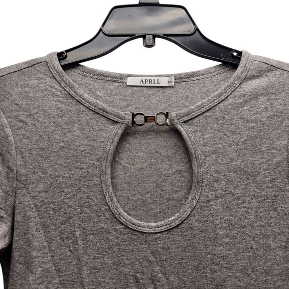 APRLL Women's Gray Short sleeve Keyhole Front Top Size Small - Picture 3 of 7